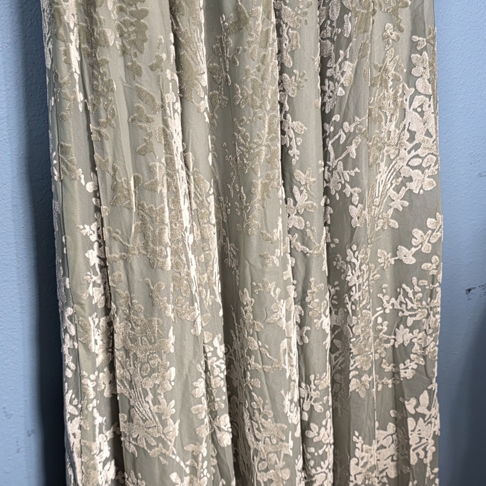 Chic Olive Floral Maxi Dress With Velvet Floral Details 6 - Picture 5 of 6